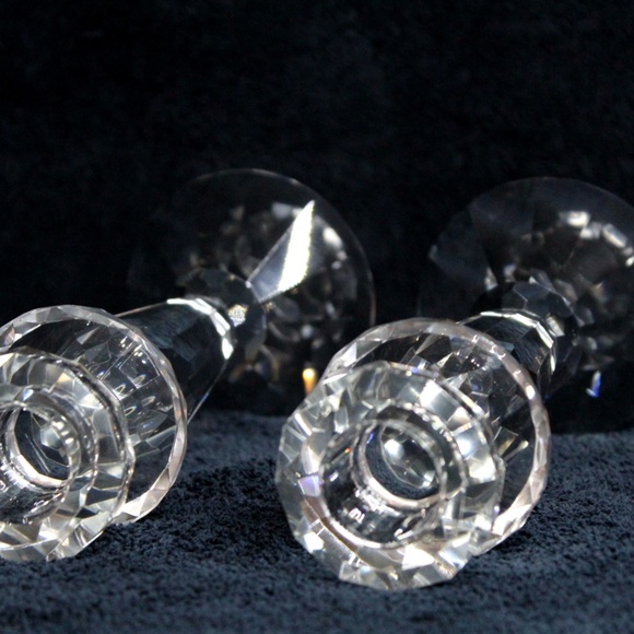 6.5" Crystal Candlestick Multi-faceted candle holder brilliant Christmas Dinner - Picture 8 of 10